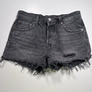 Levis 501 Distressed Denim Shorts Black Size 26